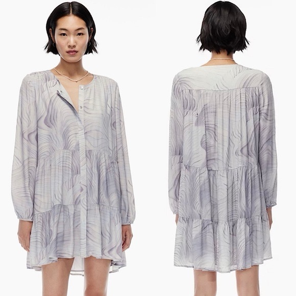 Wilfred Dresses & Skirts - Wilfred Sheer White and Gray Mini Dress